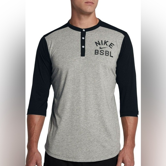 Nike Baseball 3/4 Sleeve Henley Men’s‎ Sz Sm - Picture 1 of 8